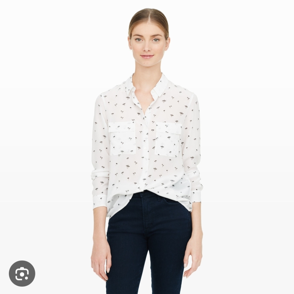 Club Monaco White Silk Shirt 🖤🤍🩶